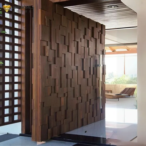 <span class=keywords><strong>Bloc</strong></span> cannelé de style européen de luxe Chêne Acajou Noyer 3D Relief Gravure Design Sécurité Entrée <span class=keywords><strong>Porte</strong></span> d'entrée en bois <span class=keywords><strong>massif</strong></span> - Product Image 2