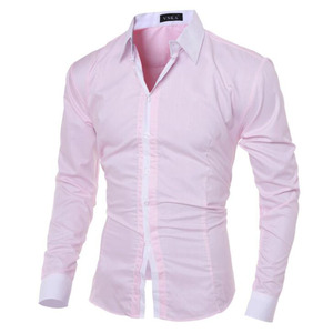 Camicia da uomo nuova camicie a <span class=keywords><strong>maniche</strong></span> lunghe maschili bianche <span class=keywords><strong>nere</strong></span> camicie eleganti Slim Fit a tinta unita <span class=keywords><strong>con</strong></span> bottoni - Product Image 4