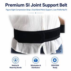 Cinturón <span class=keywords><strong>de</strong></span> Soporte Sacroilíaco Negro con Correa <span class=keywords><strong>de</strong></span> Compresión en Forma <span class=keywords><strong>de</strong></span> Ocho y Cierre <span class=keywords><strong>de</strong></span> Velcro - Product Image 1