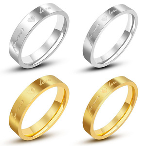 Couple <b>Rings</b> Titanium Steel Gold Heart Design Valentine's Day Gift Unisex Jewelry SA475 - Product Image 5