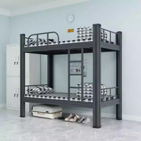 Lit superposé en métal robuste pour adultes avec échelle et barrière de sécurité pour dortoirs du personnel, auberges et logements de travailleurs