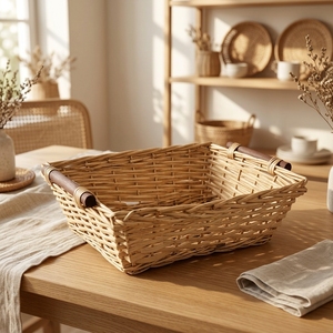 Petit panier en rotin naturel tressé pour œufs de Pâques, bonbons, cadeaux de Noël, ou rangement pour baby shower - Product Image 1
