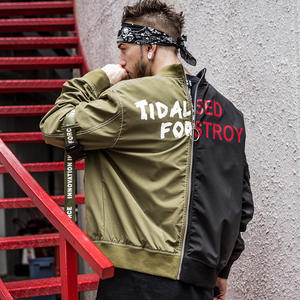 Alike Custom Hombres <span class=keywords><strong>Campera</strong></span> Impermeable Streetwear Outdoor Two Zipper up Impreso Letter Mens Hip Hop Bomber Jackets - Product Image 5