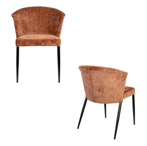 Cadeira de Jantar Moderna Estofada em Veludo Nórdico com Pernas de Metal Preto à Venda por Atacado - Product Image 4