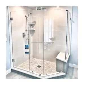中国工厂热卖廉价浴室无框钢化玻璃门淋浴房