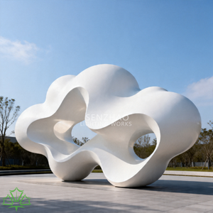 Escultura de Nube Blanca Abstracta Grande de Senzhao, Instalación Artística Moderna de Fibra de Vidrio para Espacios Públicos al Aire Libre - Product Image 4
