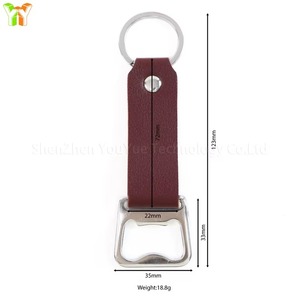 Abridor de regalo de cuero de envío rápido llavero 6 colores cuero mejor hombre regalo abridor de acero inoxidable regalo de boda abrebotellas - Product Image 6