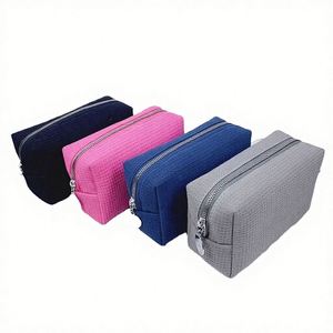 Custom Vanity <b>Bag</b> Makeup <b>Bag</b> Logo Black Zip Beauty Travel Cosmetic Pouch Organizer Makeup Waffle for <b>Bag</b> Polyester Portable - Product Image 2