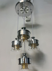 クロムダイニングルームペンダントライトLed調整可能ペンダントランプ暖かくて白く変化する色のガラスペンダントランプ (FX7101/<span class=keywords><strong>3</strong></span> + 1) - Product Image 4