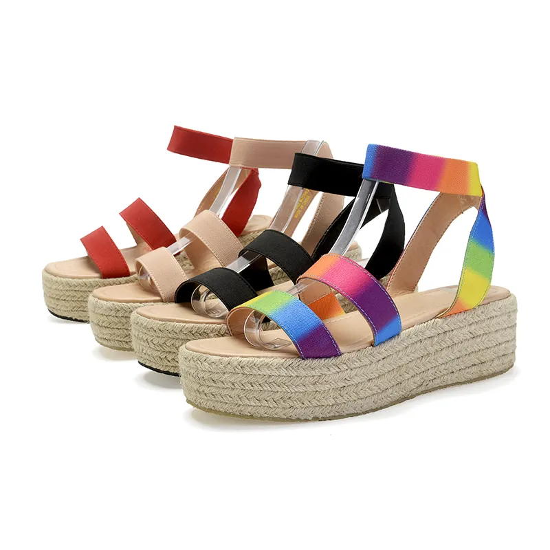 hot sale Custom women summer fashion dress shoes ladies platform espadrilles Flat Sandals