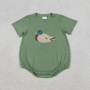 Mameluco bordado con pato mallard para bebés, mameluco verde de manga corta para bebés, mameluco informal de verano para recién nacidos - Product Image 4