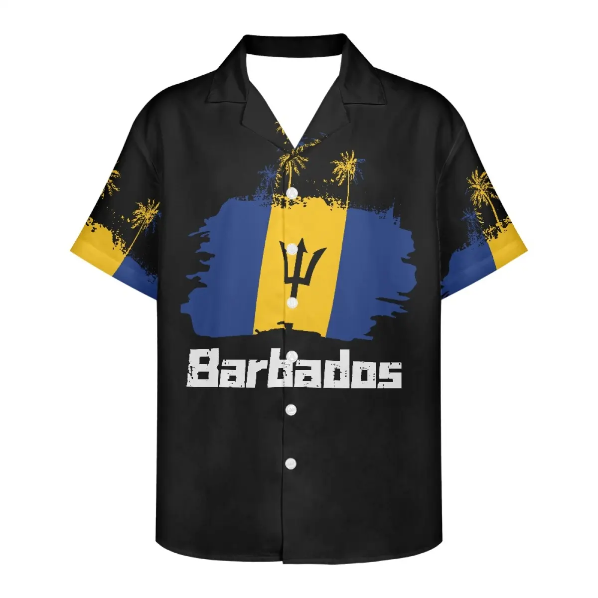 Plus Size Caribisch Eiland Print Shirts Voor Mannen Casual Babados Bahamas Vlag Palmboom Ontwerp Groothandel Hawaii Shirts Voor Mannen