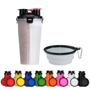2 In1 da viaggio per esterni portatile in plastica a prova di perdite per cani da compagnia con acqua potabile bottiglia di cibo per cani con fiocco pieghevole - Product Image 2