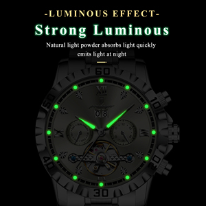 Reloj de Lujo para Hombre Poedagar, Automático, con Fecha y Día de la Semana, Reloj de Pulsera con Tourbillon Hueco, Reloj Mecánico de Acero Inoxidable para Hombre - Product Image 3