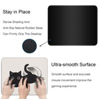 Tapis de souris chat noir mignon pour accessoires de bureau sans fil 10 "X8" tapis de souris de voyage avec tapis en caoutchouc antidérapant pour ordinateurs de bureau