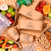 Récipient alimentaire empilable écologique en papier kraft brun pour préparation de repas à emporter avec couvercle.