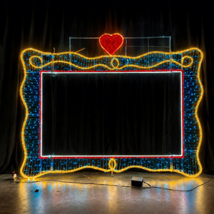 Les lumières de cadre photo de Noël pour entrées de hôtels et centres commerciaux offrent une expérience photo saisonnière mémorable. - Product Image 1