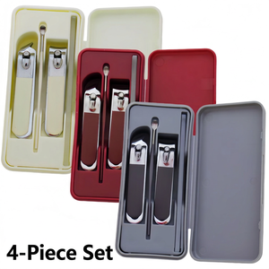 Ensemble de manucure et pédicure 4 pièces, kit de coupe-ongles avec fourchette à cuticules et séparateur d'orteils, étui de rangement portable - Product Image 1