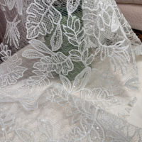 Tissu en tulle respirant multicolore blanc 100 % polyester avec broderie de sequins, vente en gros