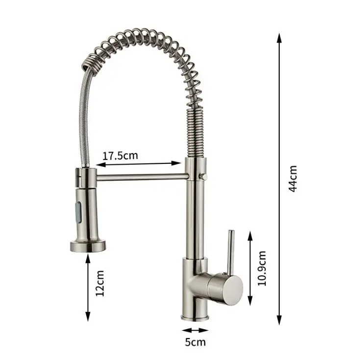 Factory Direct Kitchen Faucet With Pull-down Sprayer Spring Kitchen Sink Faucet Outside Pull Sprayer Hot Sell Stainless Steel