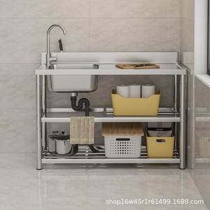 Fregadero grande de acero inoxidable, encimera gruesa, individual, doble, soporte para cuerpo de cocina, lavabo, hogar vegetal - Product Image 4