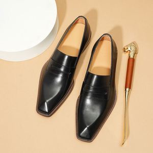 Zapatos de vestir de cuero de vaca en capas para hombre, con punta, sin cordones, transpirables, impermeables, que aumentan la altura, de colores otoñales, para oficina y carrera profesional. - Product Image 6