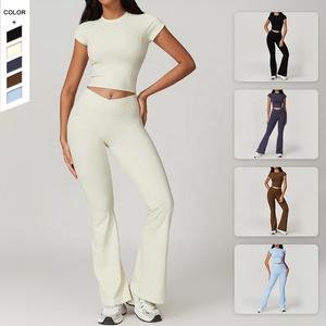 2024 nuovo Set da Yoga aderente e ad asciugatura rapida da corsa sportivo manica corta Set Beauty Back abbigliamento Fitness da donna - Product Image 6