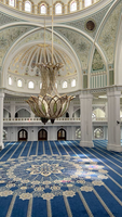Tapis de prière personnalisé pour mosquée, tapis islamique en polyester, nylon et laine avec support en grille PP pour salle de prière musulmane