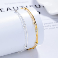 Élégant Bracelet Double Couche en Argent Sterling S925, Chaîne Serpent Perles, Bijoux Fins pour Femme, Luxe Léger, Vente en Gros