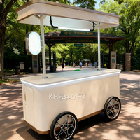Chariot de vente ambulante de crème glacée et de gelato de qualité supérieure 2025, avec vitrine réfrigérée, à pousser à la main
