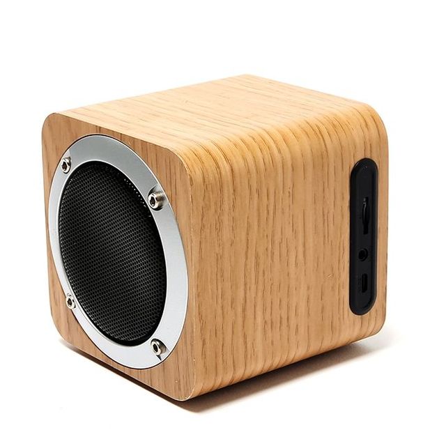 Wholesale BT Speaker Square Stereo Surround Sound Portable Mini Wood Wireless Wooden Speakers Bluetooth