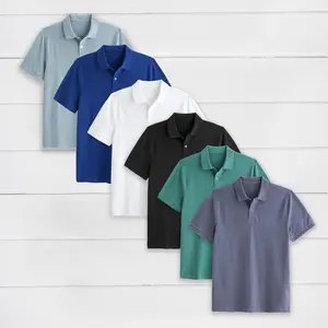 Camiseta polo para homens, camiseta de negócios com gola Henley de malha bordada de marca personalizada para homens