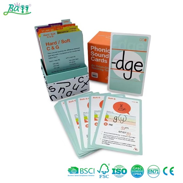 Eco Friendly Early Learners Custom Matte Laminated Learning Sorting Flash Cards Game