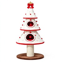 Arbre à chat moderne de luxe pour Noël, tour d'escalade intérieure pour chat, griffoir en peluche, maison pour chat avec jouet, matériau sisal, 4 niveaux, en carton