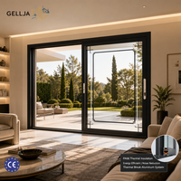 Porte coulissante en aluminium à rupture de pont thermique GELLJA, double vitrage en verre trempé pour balcon, patio, villa en Europe