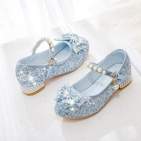 Chaussures à talons hauts roses pour filles, chaussures de spectacle pour enfants, avec strass, motif princesse Elsa, antidérapantes, résistantes à l'usure, imprimé animal, printemps-automne