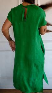 <span class=keywords><strong>Abbigliamento</strong></span> all'ingrosso S-3XL <span class=keywords><strong>donna</strong></span> vestito estivo scollo a V Casual semplice abiti di lino <span class=keywords><strong>verde</strong></span> - Product Image 4