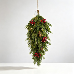 Guirlande <span class=keywords><strong>de</strong></span> Noël moderne élégante TUOYI 40 cm en PVC avec boules et rotin, écologique, imperméable, décoration murale intérieure - Product Image 1