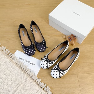 Ballerines plates à plateforme pour femmes, style français, à pois, avec nœud, bout rond, 2026, grandes tailles, escarpins tendance - Product Image 4