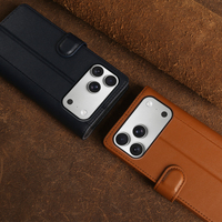 Étui portefeuille en cuir véritable avec fentes pour cartes, antichoc, style professionnel pour iPhone 15 16 17 Pro Max