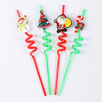 Lot de 4 pailles réutilisables en PET pour Noël, motifs flocons de neige et rennes, idéales pour les fêtes de Noël et Halloween, fournitures de fête