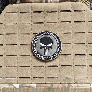 Toppe Ricamate Tonde Ecologiche in Tessuto da Cucire con Motivo Teschio Punisher Tattico - Product Image 4