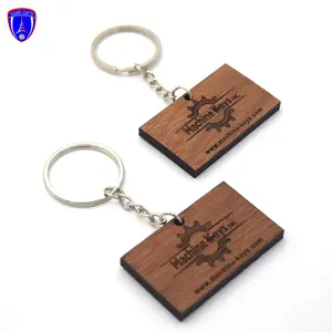 Chinese factory customized laser text logo wood craft keychain holder wooden keychain with name