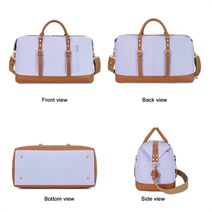 กระเป๋าเดินทางสุดสัปดาห์แบบกำหนดเองสำหรับผู้หญิง ทำจากผ้าแคนวาสสไตล์วินเทจ พร้อมสายสะพายไหล่ - Product Image 3