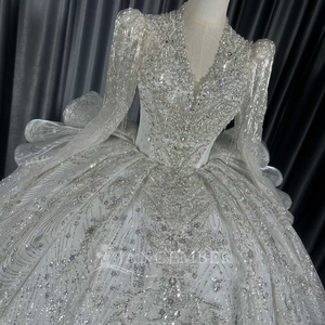Lscm81 Princess Ball Gown <b>Wedding</b> Dress Beaded Lace With Crystal Luxury Bridal Gown Sweep Train Jancember - Product Image 3