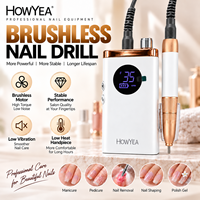 Machine à ongles sans fil professionnelle HOWYEA 85W avec moteur sans balais, rechargeable par USB, corps métallique, portable, prise US, pour usage en salon