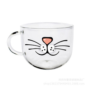 Copo de café de vidro fofo feito à mão para gatos, copo moderno de vinho e cerveja, refrigerante, leite, água, suco e chá, ideal para amantes de gatos, novidade - Product Image 2