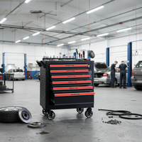 Chariot à outils industriel robuste en fer à 7 tiroirs avec poignée à poussoir, panneau porte-outils, verrouillage centralisé, pour garage, vente en gros OEM/ODM