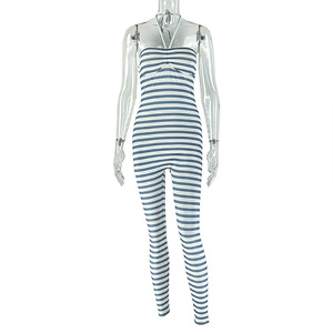 PEEQI JP006277 Tuta Intera da <span class=keywords><strong>Donna</strong></span> Primaverile all'Ingrosso, Stampa a Righe, Halter Senza Maniche, Casual, Sexy e <span class=keywords><strong>Sportiva</strong></span> - Product Image 5