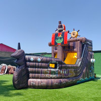 Château gonflable pirate avec toboggan, combo château-sautoir gonflable pour enfants, location commerciale pour fêtes